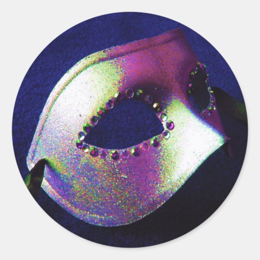 Sticker Rond Mascarade bleue de minuit (Devant)