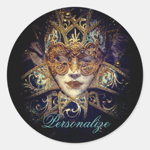 Sticker Rond Mascarade masque victorien élégant gothique