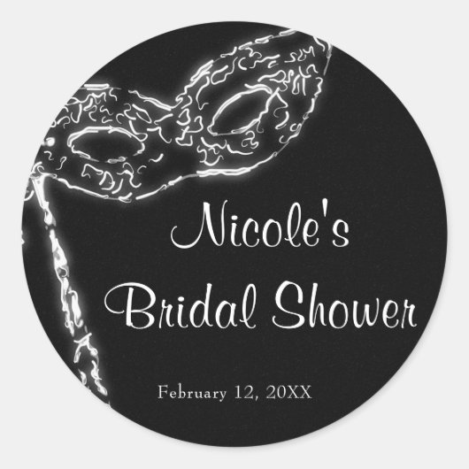 Sticker Rond Mascarade noir & blanc Mascarade Masque Fête éléga (Devant)