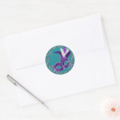 Sticker Rond Mascarade turquoise bleue et violette (Enveloppe)