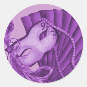 Sticker Rond Mascarade violette