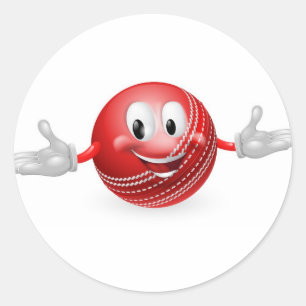 Sticker Rond Mascotte de balle de cricket