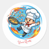 Sticker Rond Mascotte de chef drôle (Devant)