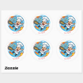 Sticker Rond Mascotte de chef drôle (Feuille)