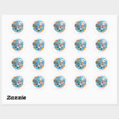 Sticker Rond Mascotte de chef drôle (Feuille)