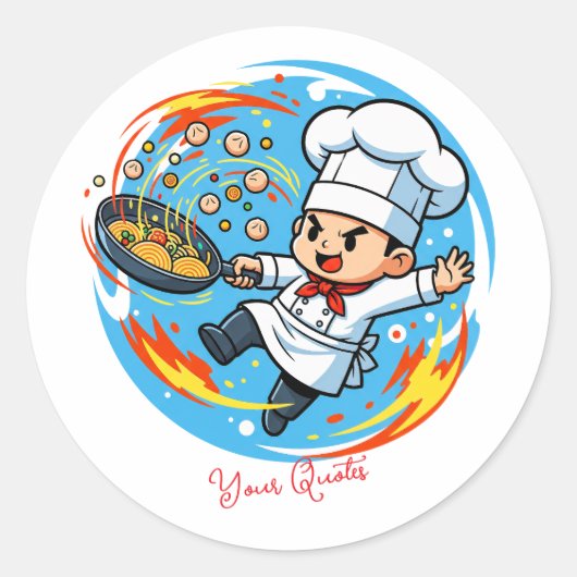 Sticker Rond Mascotte de chef drôle (Devant)