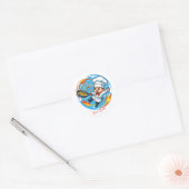 Sticker Rond Mascotte de chef drôle (Enveloppe)