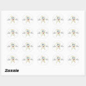 Sticker Rond Mascotte dentaire mignonne (Feuille)