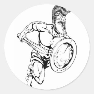 Sticker Rond Mascotte d'épée et de bouclier