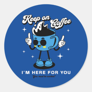 Sticker Rond Mascotte rétro au café amusant -3