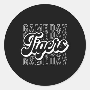 Sticker Rond Mascotte sportive des Tigers - Pour le football d'