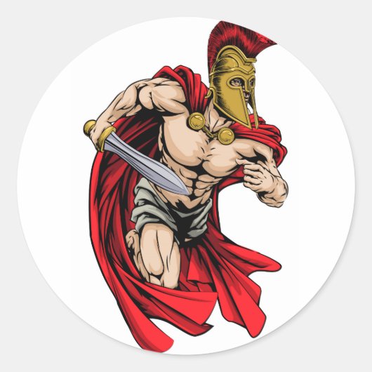 Sticker Rond Mascotte sportive spartiate (Devant)