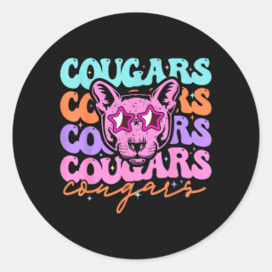 Sticker Rond Mascotte Wildcat Esprit de rentrée scolaire Sport