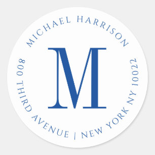 Sticker Rond Masculine ProfessionaI Navy Blue Adresse de retour