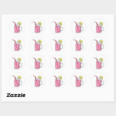 Sticker Rond Mason de citron rose (Feuille)