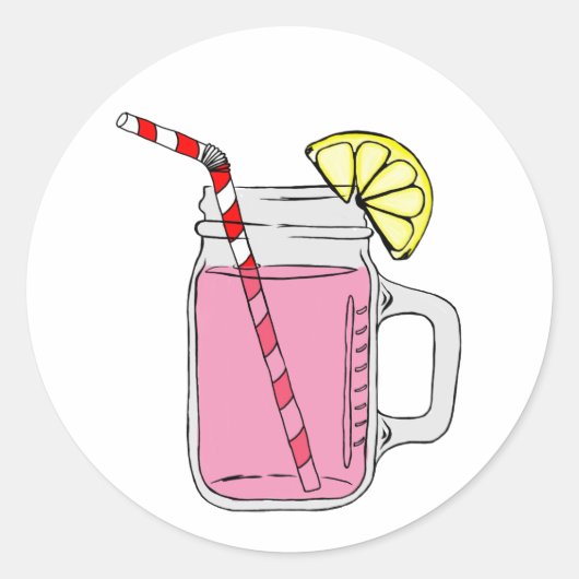 Sticker Rond Mason de citron rose (Devant)
