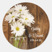 Sticker Rond Mason Jar et White Daisies Barn Mariage (Devant)