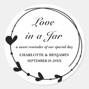 Sticker Rond Mason Jar Mariage personnalisé moderne Favoriser l