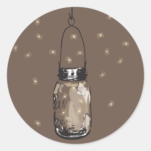 Sticker Rond Mason Jars avec Mariage de lucioles (Devant)