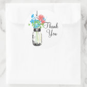 Sticker Rond Mason Jars et Merci Fleur sauvage (Sac)