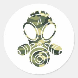 Sticker Rond masque à gaz camo vert
