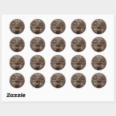 Sticker Rond Masque africain avec coquillages (Feuille)