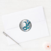 Sticker Rond Masque Argent Bleu Sarcelle Favori de Scellement d (Enveloppe)