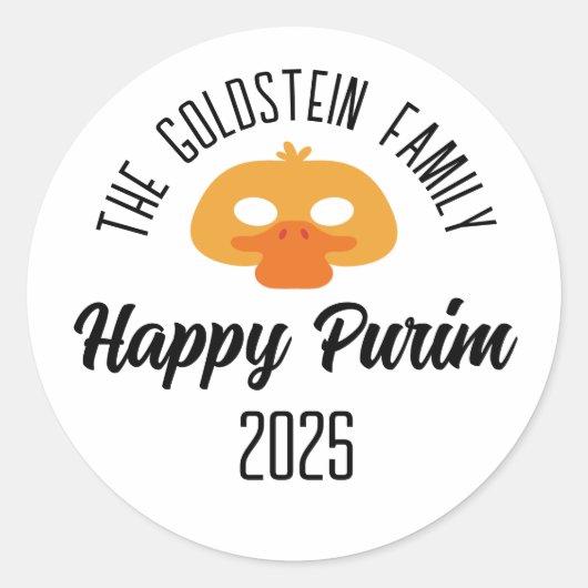 Sticker Rond Masque de canard Purim mascarade costume (Devant)