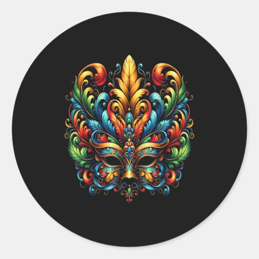 Sticker Rond Masque de Carnaval Brésil Rio (Devant)