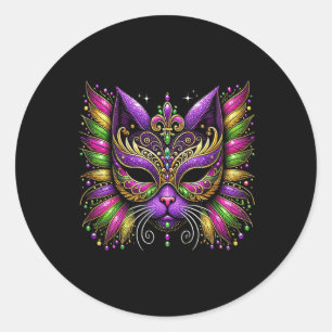 Sticker Rond Masque de chat de Mardi Gras Nouvelle-Orléans Femm