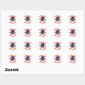 Sticker Rond Masque de fraise drôle Art de fruit (Feuille)
