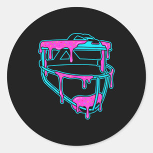 Sticker Rond Masque de glace goutte à goutte de softball avec p