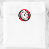 Sticker Rond masque de gode de hockey rouge noir (Sac)