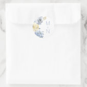 Sticker Rond Masque de l'enveloppe mariage Dusty Blue Floral (Sac)