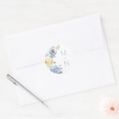 Sticker Rond Masque de l'enveloppe mariage Dusty Blue Floral (Enveloppe)