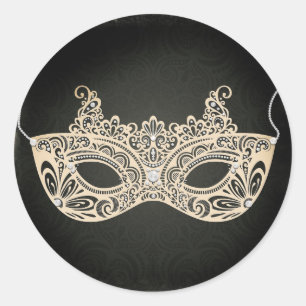 Sticker Rond Masque de masquerade perle verte vintage Sweet 16 
