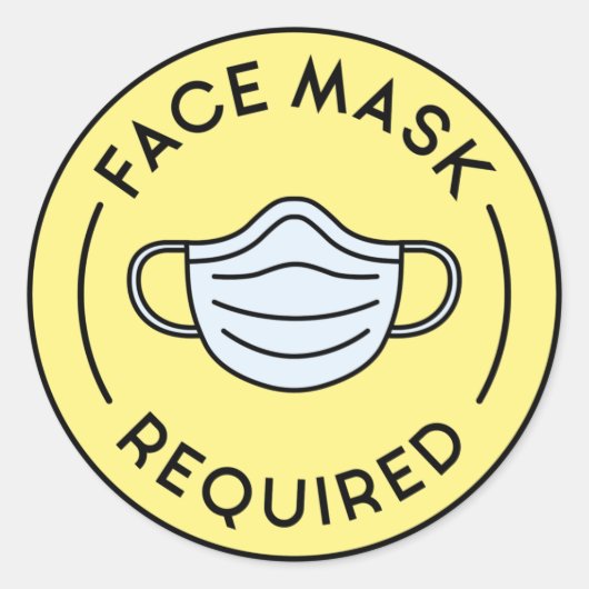 Sticker Rond Masque de visage requis (Devant)