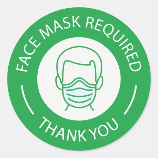 Sticker Rond Masque de visage requis (Devant)