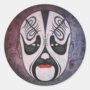 Sticker Rond Masque d'opéra chinois - Xiang Yu
