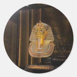 Sticker Rond Masque d'or de Toutânkhamon Musée égyptien, Objet