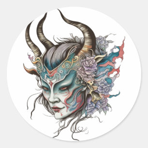 Sticker Rond Masque femme