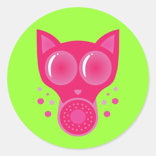 Sticker Rond Masque gaz de chat rose (Devant)