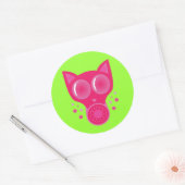 Sticker Rond Masque gaz de chat rose (Enveloppe)