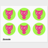 Sticker Rond Masque gaz de chat rose (Feuille)