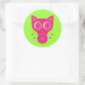 Sticker Rond Masque gaz de chat rose (Sac)
