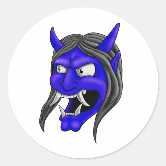 Sticker Rond Masque japonais Hannya (Devant)