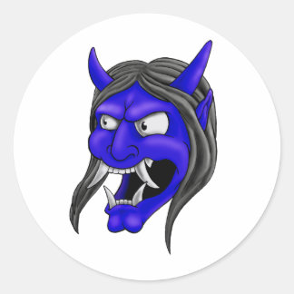 Sticker Rond Masque japonais Hannya