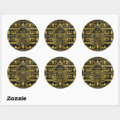 Sticker Rond Masque Maya Aztec Or Inca (Feuille)