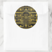Sticker Rond Masque Maya Aztec Or Inca (Sac)