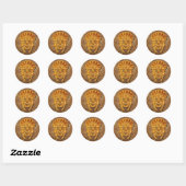 Sticker Rond Masque maya en pierre (Feuille)